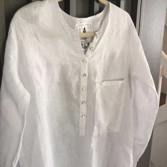 Claudio Milano White linen luxury Hi lo linen tunic blouse. Size S - Picture 8 of 8